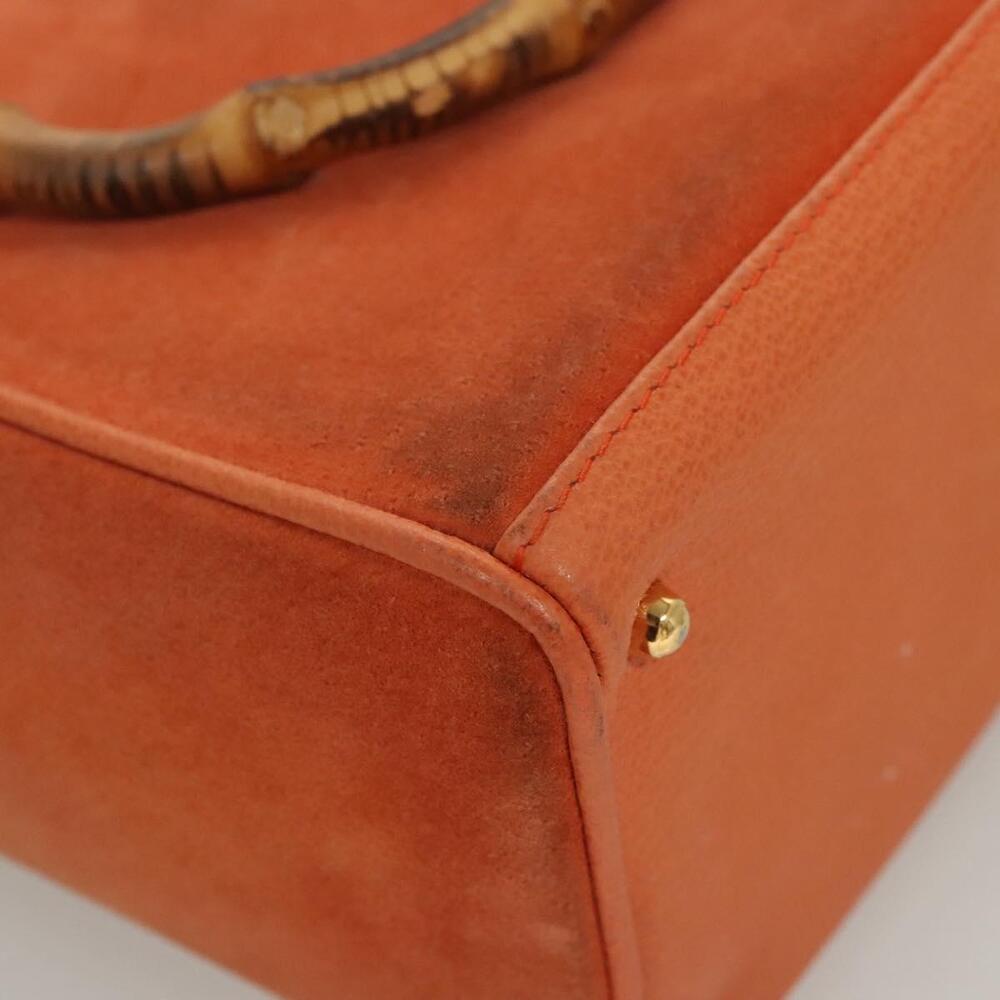 GUCCI Bamboo Hand Bag Suede Orange Gold 000 123 000 123 - Picture 13 of 16